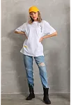 Unisex Baskılı Oversize T-shirt - Beyaz