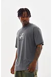 Unisex Baskılı Oversize T-shirt - Füme