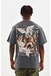 Unisex Baskılı Oversize T-shirt - Füme
