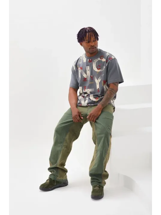 Unisex Baskılı Oversize T-Shirt - Füme Unisex Baskılı Oversize T-Shirt - Füme