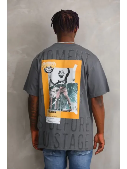 Unisex Baskılı Oversize T-Shirt - Füme Unisex Baskılı Oversize T-Shirt - Füme