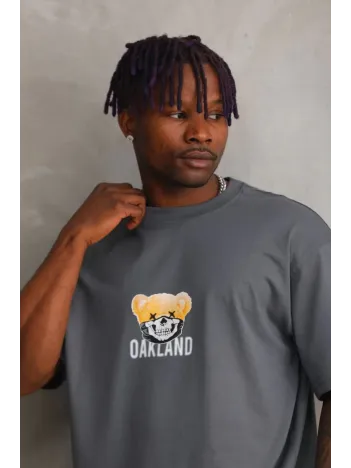 Unisex Baskılı Oversize T-Shirt - Füme Unisex Baskılı Oversize T-Shirt - Füme