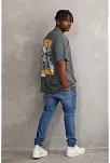 Unisex Baskılı Oversize T-shirt - Füme