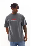 Unisex Baskılı Oversize T-shirt - Füme