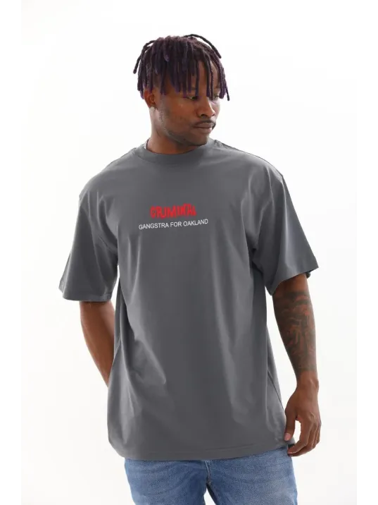 Unisex Baskılı Oversize T-Shirt - Füme Unisex Baskılı Oversize T-Shirt - Füme