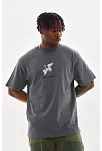 Unisex Baskılı Oversize T-shirt - Füme