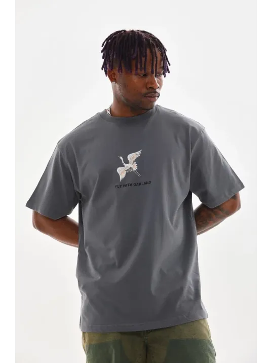 Unisex Baskılı Oversize T-Shirt - Füme Unisex Baskılı Oversize T-Shirt - Füme