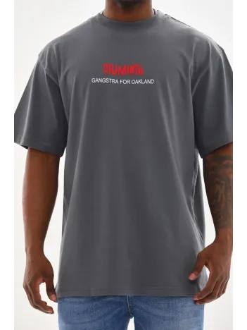 Unisex Baskılı Oversize T-Shirt - Füme Unisex Baskılı Oversize T-Shirt - Füme