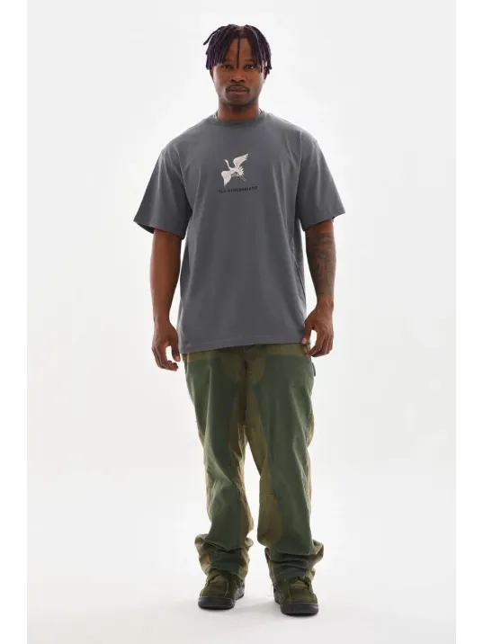 Unisex Baskılı Oversize T-Shirt - Füme Unisex Baskılı Oversize T-Shirt - Füme