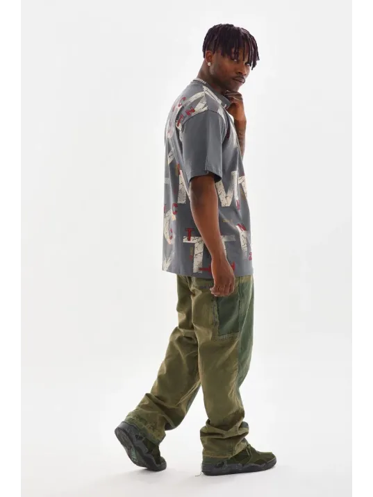 Unisex Baskılı Oversize T-Shirt - Füme Unisex Baskılı Oversize T-Shirt - Füme