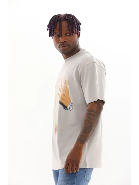 Unisex Baskılı Oversize T-Shirt - Gri Unisex Baskılı Oversize T-Shirt - Gri