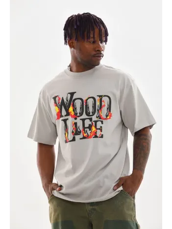 Unisex Baskılı Oversize T-Shirt - Gri Unisex Baskılı Oversize T-Shirt - Gri