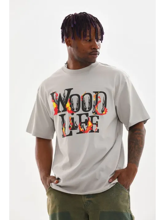 Unisex Baskılı Oversize T-Shirt - Gri Unisex Baskılı Oversize T-Shirt - Gri