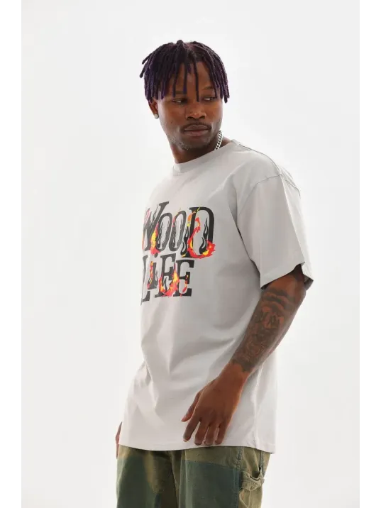 Unisex Baskılı Oversize T-Shirt - Gri Unisex Baskılı Oversize T-Shirt - Gri