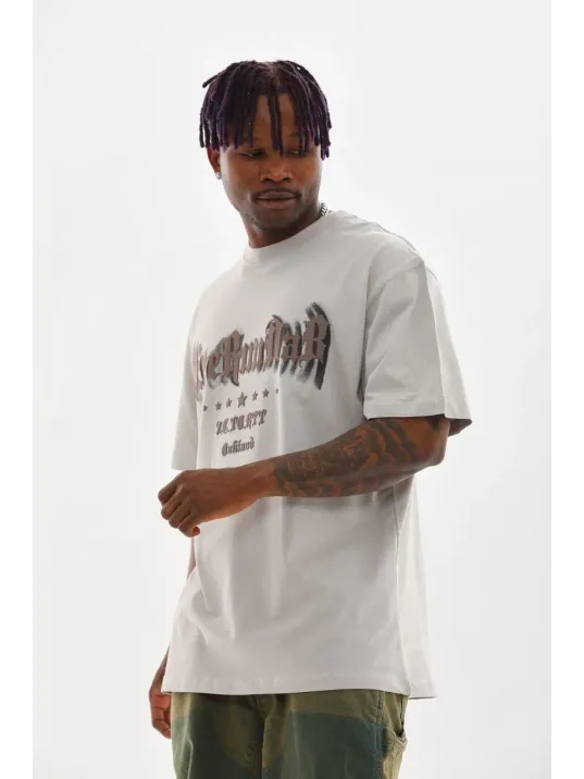 Unisex Baskılı Oversize T-Shirt - Gri