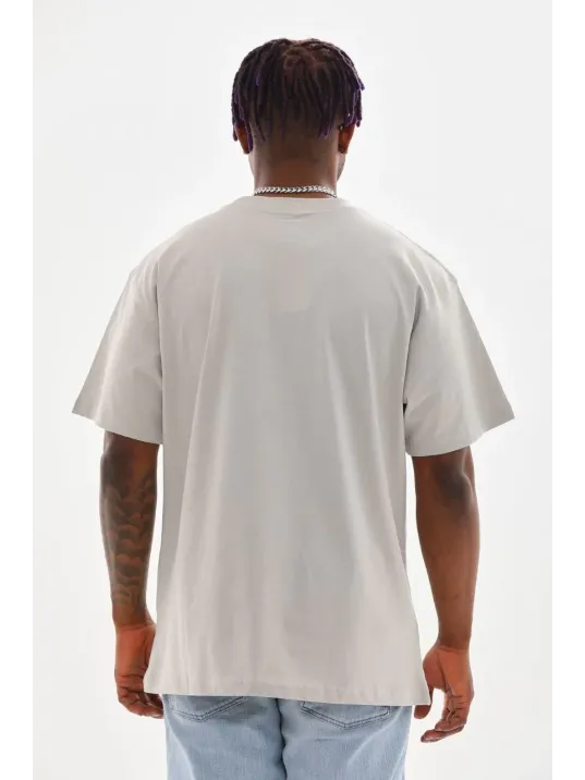 Unisex Baskılı Oversize T-Shirt - Gri Unisex Baskılı Oversize T-Shirt - Gri