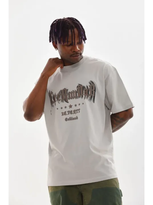 Unisex Baskılı Oversize T-Shirt - Gri Unisex Baskılı Oversize T-Shirt - Gri