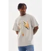 Unisex Baskılı Oversize T-Shirt - Gri Unisex Baskılı Oversize T-Shirt - Gri