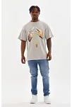 Unisex Baskılı Oversize T-shirt - Gri