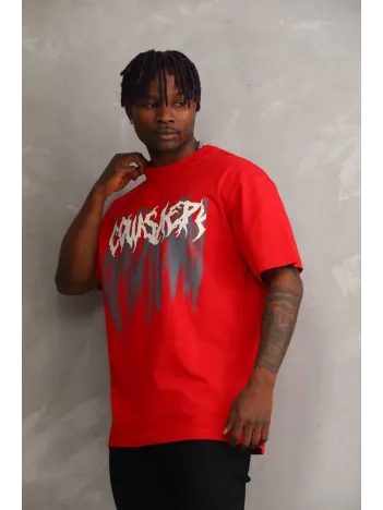 Unisex Baskılı Oversize T-Shirt - Kırmızı Unisex Baskılı Oversize T-Shirt - Kırmızı