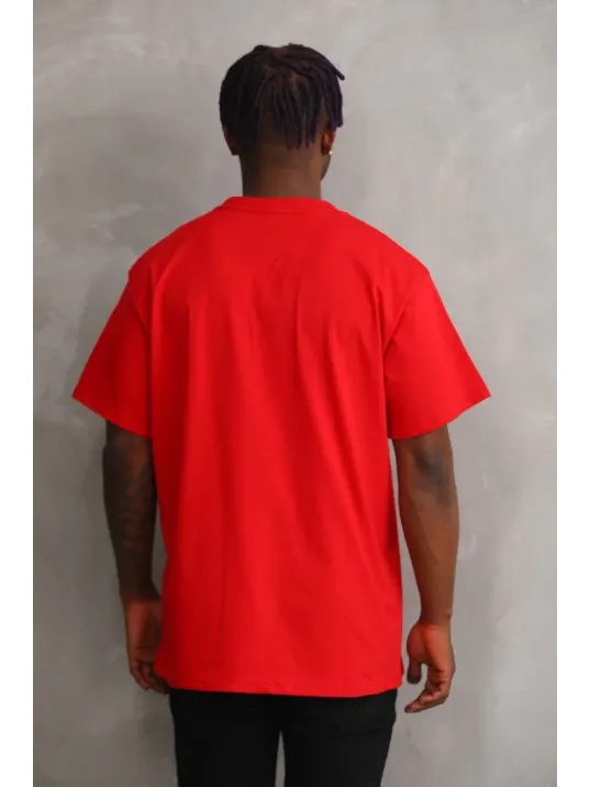 Unisex Baskılı Oversize T-shirt - Kırmızı