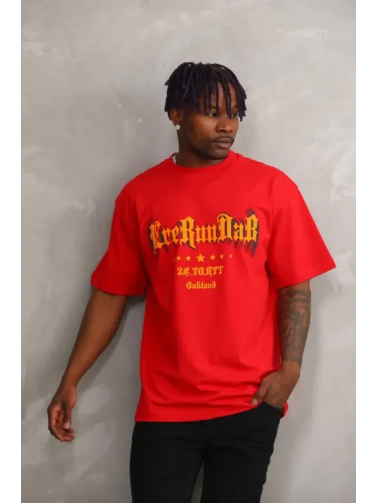 Unisex Baskılı Oversize T-Shirt - Kırmızı Unisex Baskılı Oversize T-Shirt - Kırmızı