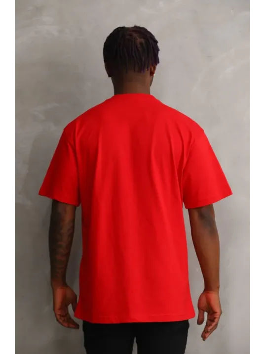 Unisex Baskılı Oversize T-Shirt - Kırmızı Unisex Baskılı Oversize T-Shirt - Kırmızı