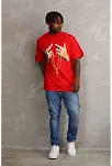 Unisex Baskılı Oversize T-shirt - Kırmızı