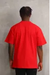 Unisex Baskılı Oversize T-shirt - Kırmızı