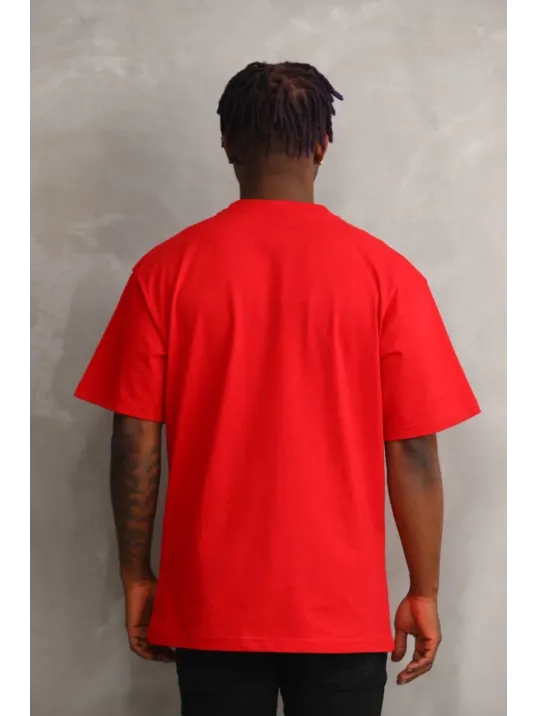 Unisex Baskılı Oversize T-Shirt - Kırmızı Unisex Baskılı Oversize T-Shirt - Kırmızı