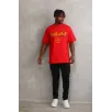 Unisex Baskılı Oversize T-Shirt - Kırmızı Unisex Baskılı Oversize T-Shirt - Kırmızı