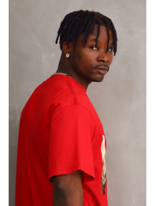 Unisex Baskılı Oversize T-Shirt - Kırmızı Unisex Baskılı Oversize T-Shirt - Kırmızı