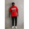 Unisex Baskılı Oversize T-Shirt - Kırmızı Unisex Baskılı Oversize T-Shirt - Kırmızı