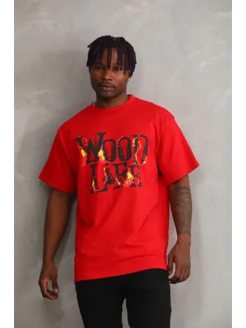 Unisex Baskılı Oversize T-Shirt - Kırmızı Unisex Baskılı Oversize T-Shirt - Kırmızı