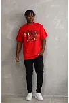 Unisex Baskılı Oversize T-shirt - Kırmızı
