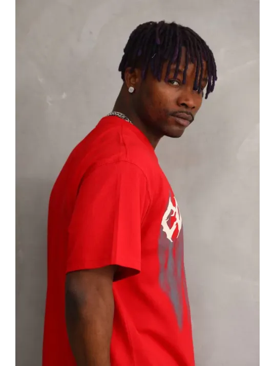 Unisex Baskılı Oversize T-Shirt - Kırmızı Unisex Baskılı Oversize T-Shirt - Kırmızı