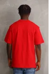 Unisex Baskılı Oversize T-shirt - Kırmızı