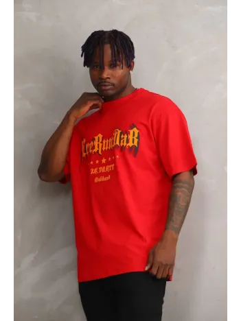 Unisex Baskılı Oversize T-Shirt - Kırmızı Unisex Baskılı Oversize T-Shirt - Kırmızı