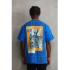 Unisex Baskılı Oversize T-Shirt - Mavi Unisex Baskılı Oversize T-Shirt - Mavi