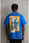 Unisex Baskılı Oversize T-shirt - Mavi