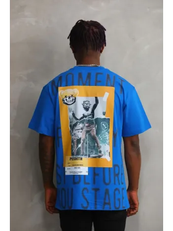 Unisex Baskılı Oversize T-Shirt - Mavi