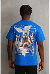 Unisex Baskılı Oversize T-shirt - Mavi
