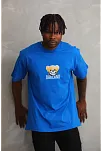 Unisex Baskılı Oversize T-shirt - Mavi