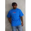 Unisex Baskılı Oversize T-Shirt - Mavi