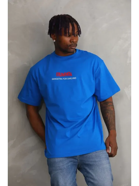 Unisex Baskılı Oversize T-Shirt - Mavi Unisex Baskılı Oversize T-Shirt - Mavi