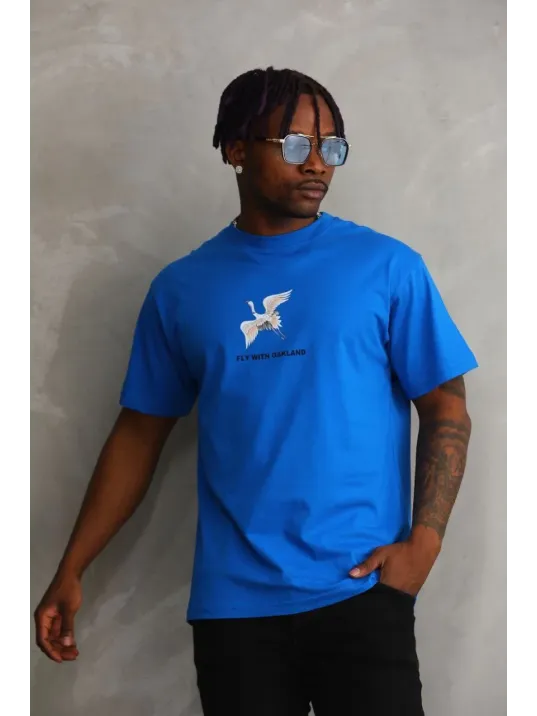 Unisex Baskılı Oversize T-Shirt - Mavi Unisex Baskılı Oversize T-Shirt - Mavi