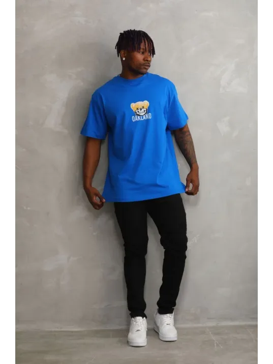 Unisex Baskılı Oversize T-Shirt - Mavi Unisex Baskılı Oversize T-Shirt - Mavi