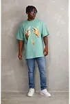 Unisex Baskılı Oversize T-shirt - Mint Yeşili