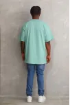 Unisex Baskılı Oversize T-shirt - Mint Yeşili