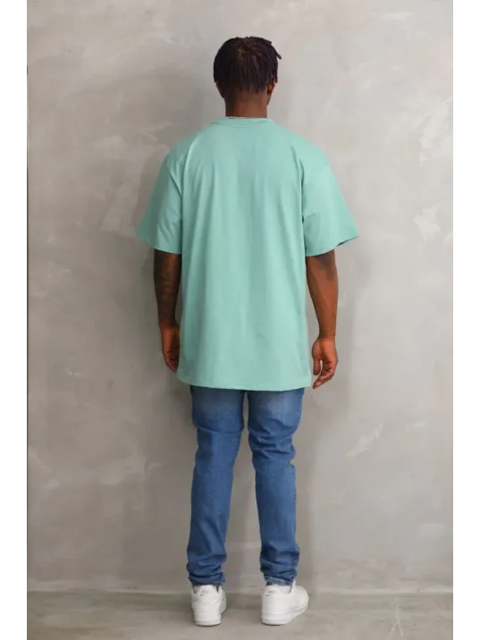 Unisex Baskılı Oversize T-shirt - Mint Yeşili